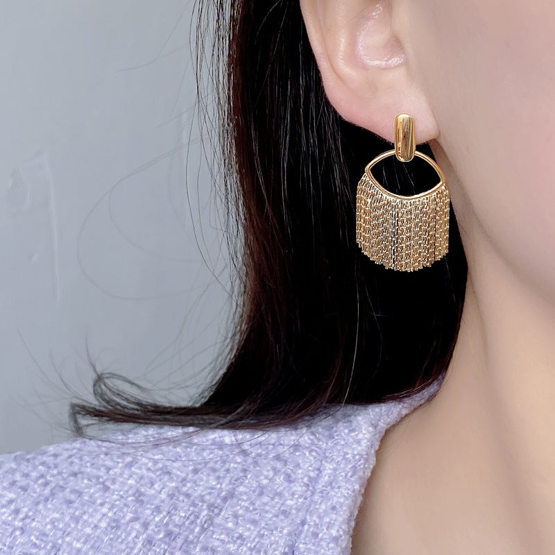 CrownJewel Sterling silver long tassel earrings