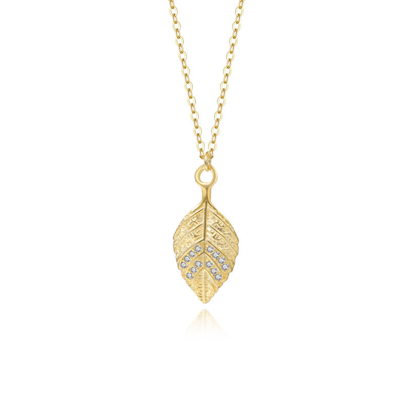CrownJewel Sterling silver three-dimensional leaf necklace