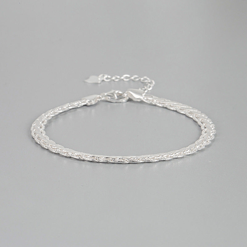 CrownJewel New Exquisite 925 Sterling Silver Braided Twisted Rope Bracelet