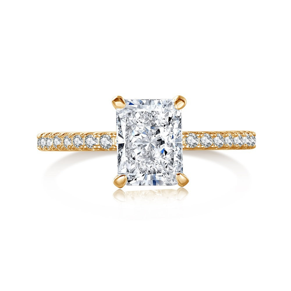 Anillo de plata esterlina s925 CrownJewel para mujer, anillo rectangular con diamantes de alto carbono, venta al por mayor