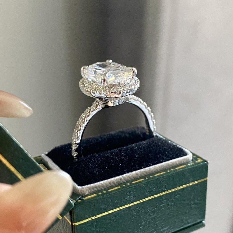 Anillo de diamantes de 4 quilates con alto contenido de carbono y plata esterlina CrownJewel