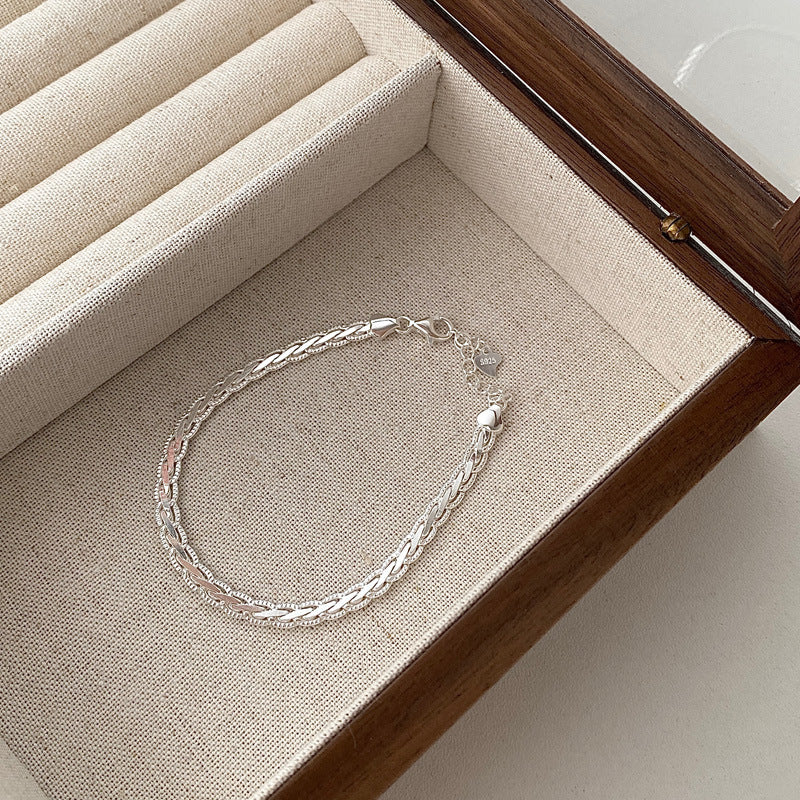 CrownJewel New Exquisite 925 Sterling Silver Braided Twisted Rope Bracelet