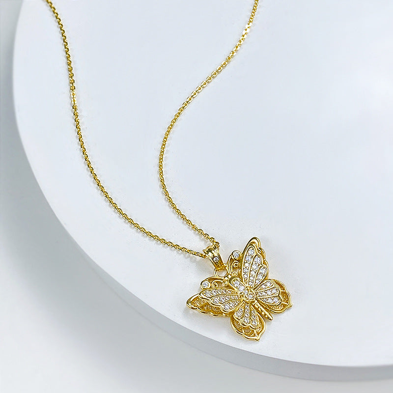 CrownJewel Rose gold butterfly pendant Necklace