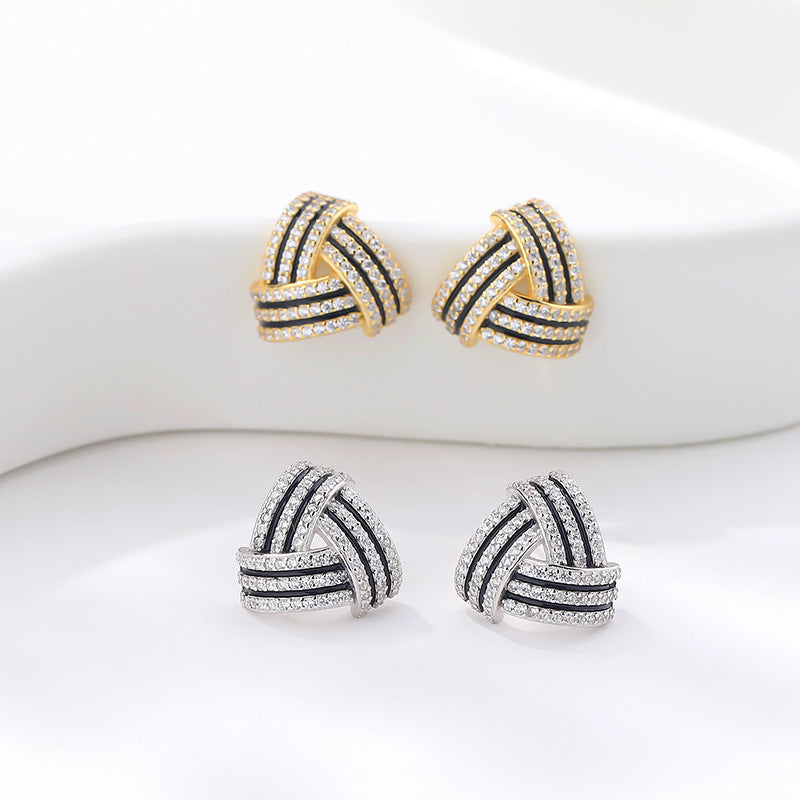 CrownJewel Sterling silver triangle zirconia earrings