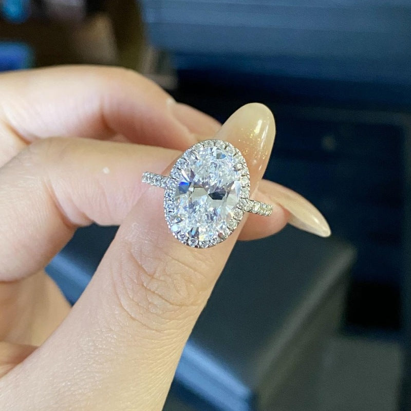 Anillo de diamantes de 4 quilates con alto contenido de carbono y plata esterlina CrownJewel