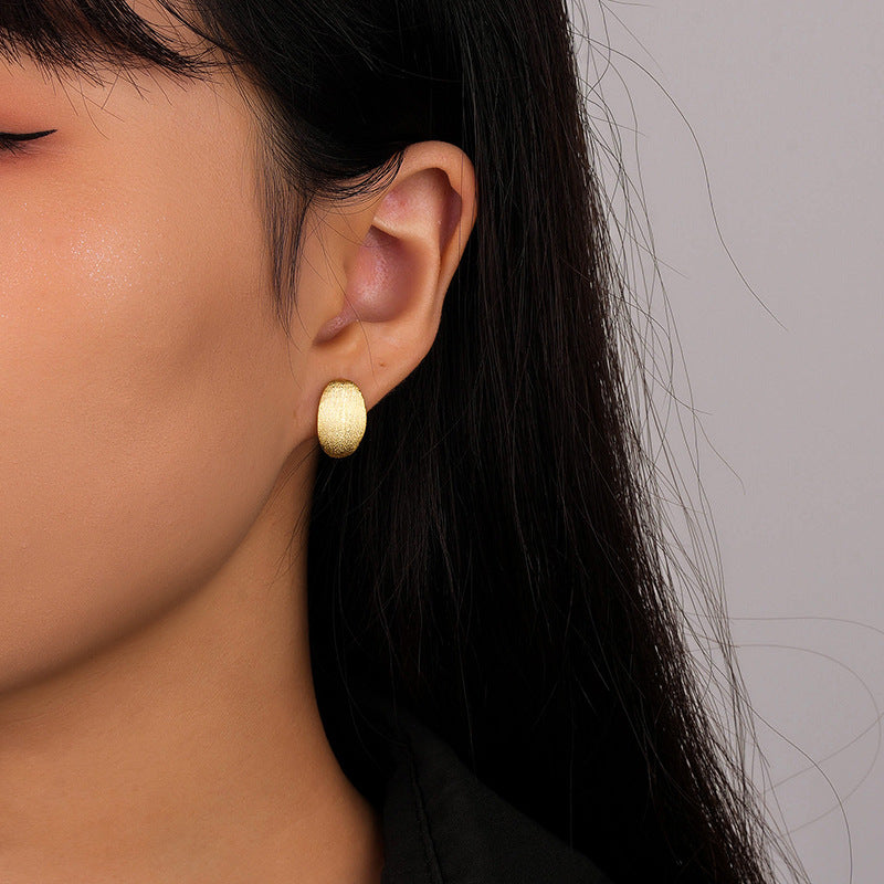 CrownJewel Sterling Silver Antique Gold Oval Stud Earrings