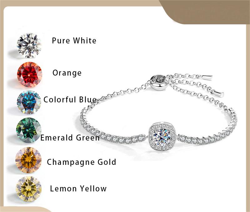 Pulsera CrownJewel de moissanita en plata de ley S925 para mujer.