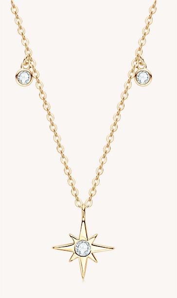 Collar CrownJewel con estrella de seis puntas de moissanita y cadena de clavícula de plata de ley S925.