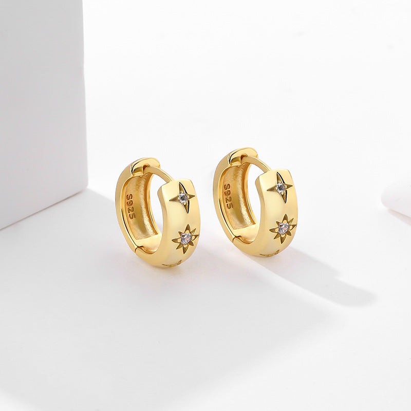CrownJewel Sterling silver zircon star earrings