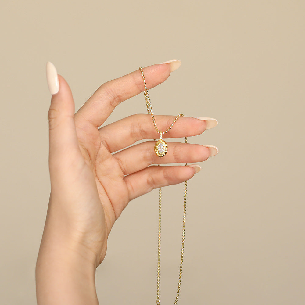 CrownJewel Sterling Silver Textured Pendant Clavicle Necklace
