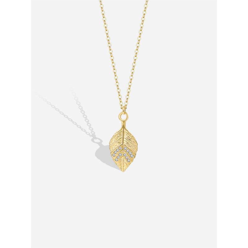 CrownJewel Sterling silver three-dimensional leaf necklace