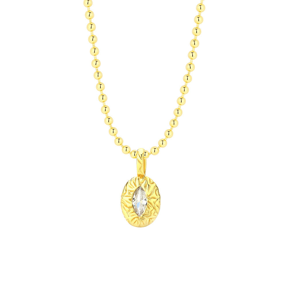 CrownJewel Sterling Silver Textured Pendant Clavicle Necklace