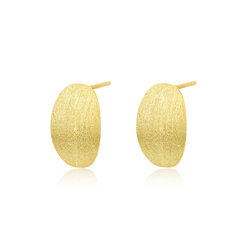 CrownJewel Sterling Silver Antique Gold Oval Stud Earrings