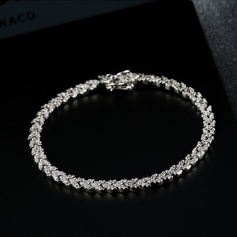 Pulsera CrownJewel con espigas de trigo en plata de ley 925