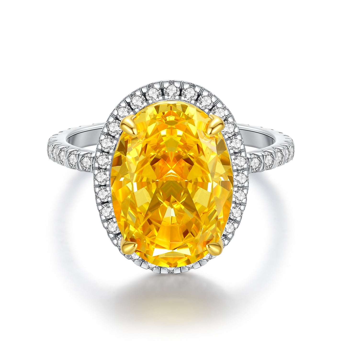 Anillo de diamantes de 4 quilates con alto contenido de carbono y plata esterlina CrownJewel