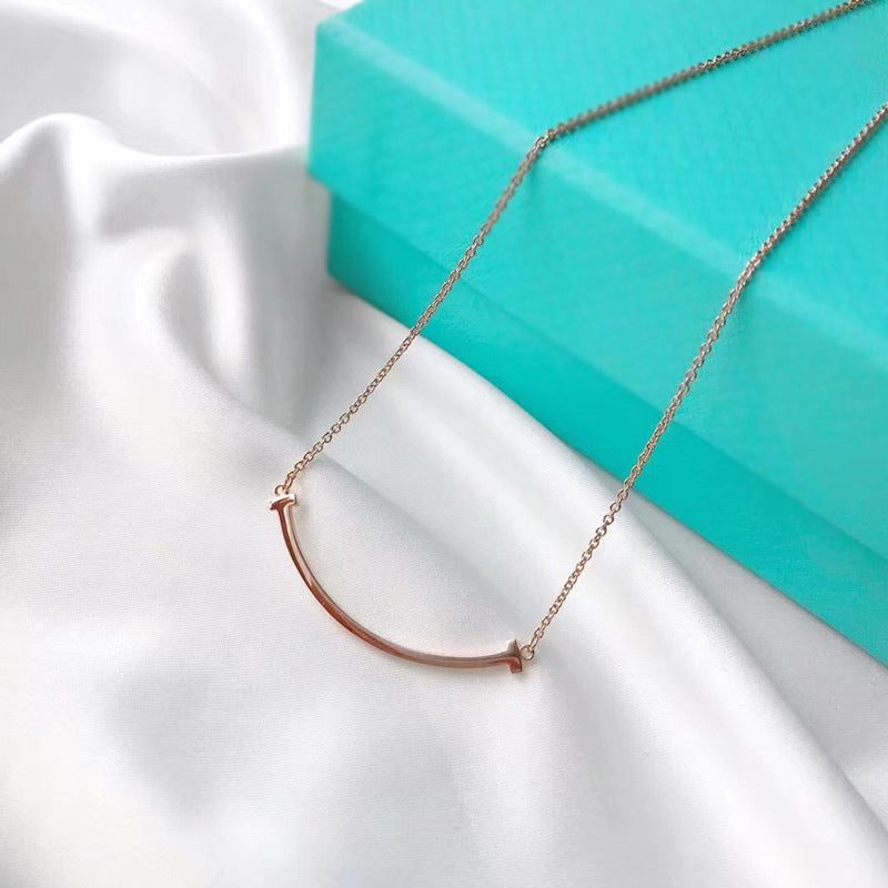 CrownJewel Smile necklace women's 18k rose gold clavicle chain