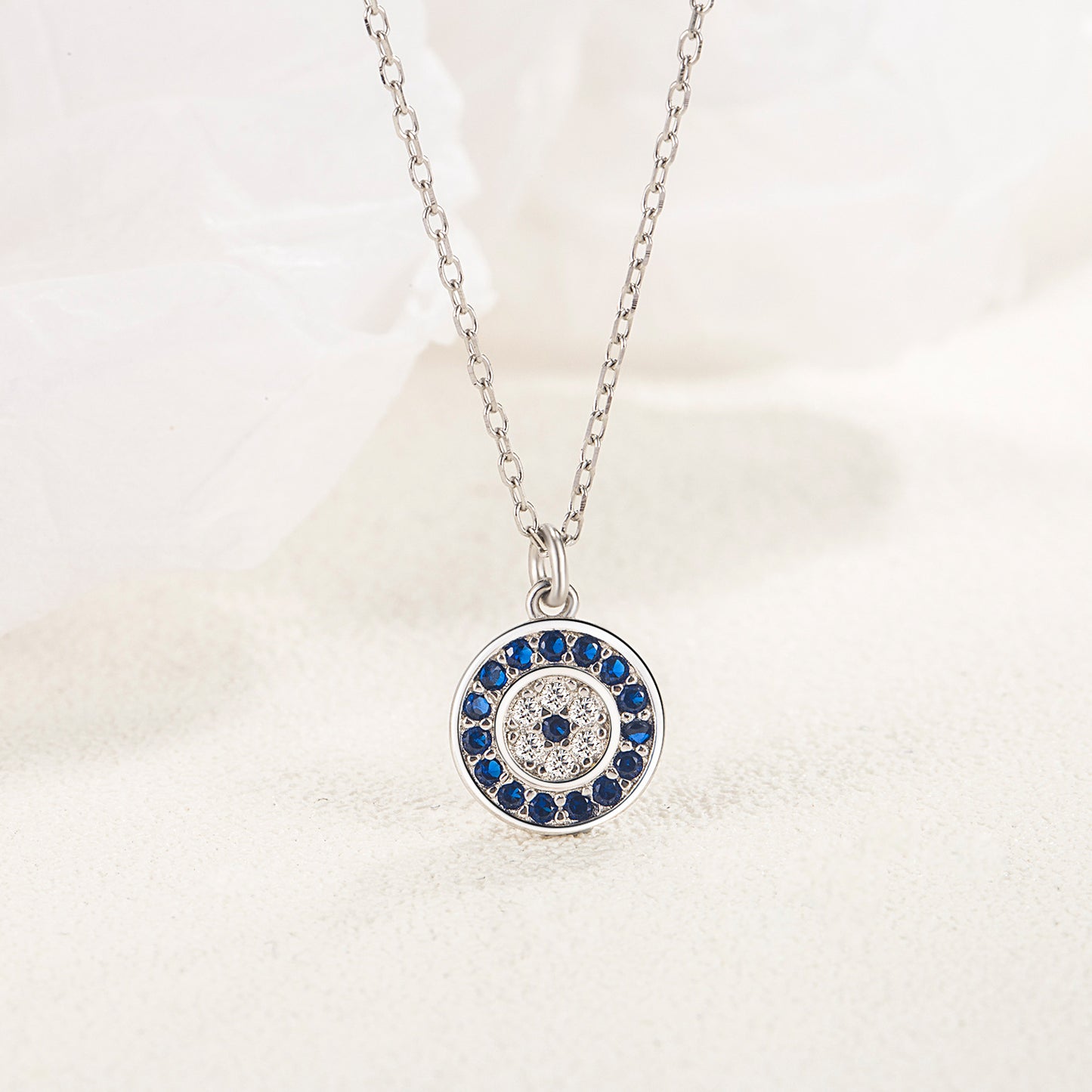 CrownJewel Sterling Silver S925 Devil's Eye Necklace Women's Pendant Non-Fading Necklace