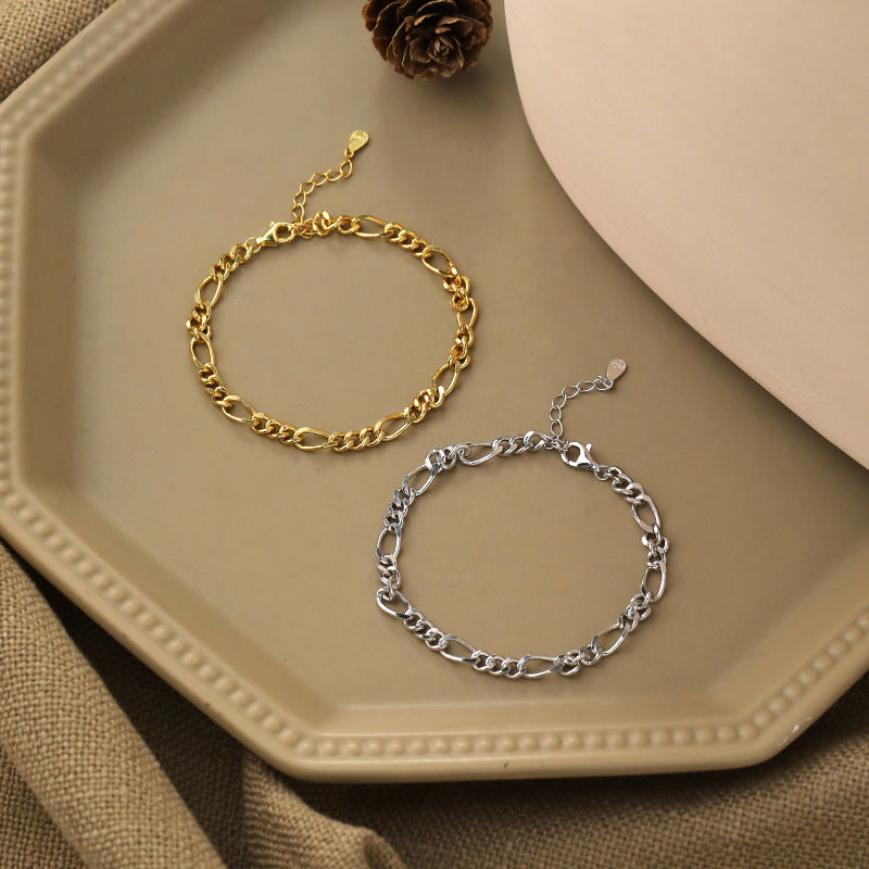 CrownJewel Sterling silver Figaro chain bracelet