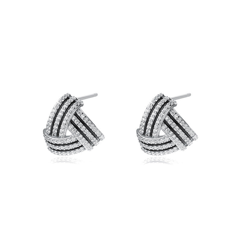 CrownJewel Sterling silver triangle zirconia earrings