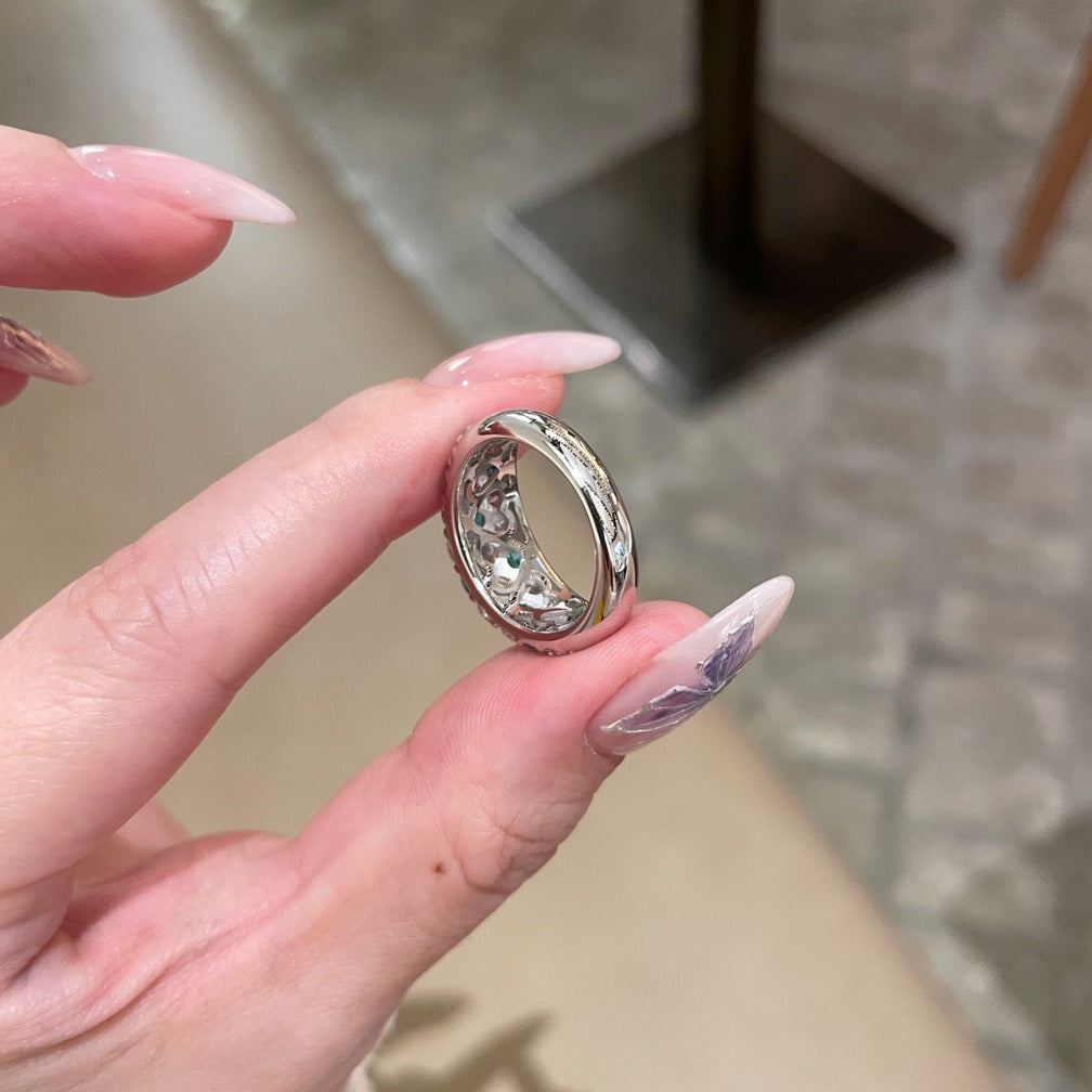 Anillo de diamantes verde menta en plata esterlina CrownJewel