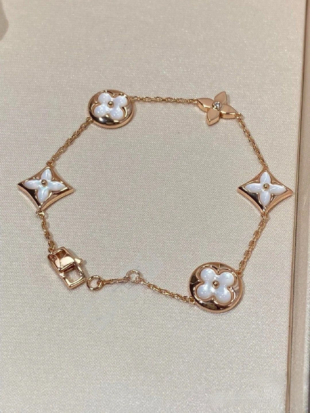 Color blossom bracelet 18K rose gold white mother-of-pearl bracelet