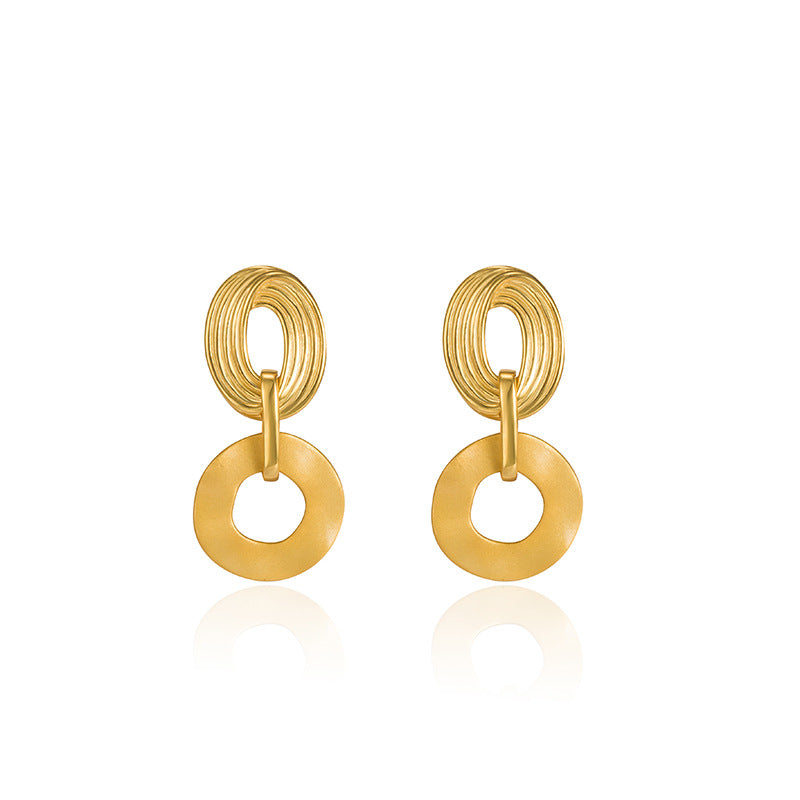 Pendientes de doble aro esmerilado CrownJewel, modernos y versátiles pendientes de plata de ley