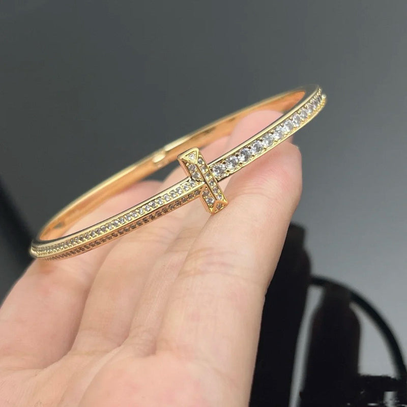 T1 Narrow Pave Diamond Hinged Bangle