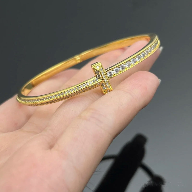 T1 Narrow Pave Diamond Hinged Bangle