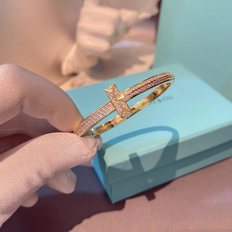 T1 Wide Diamond Hinged Bangle