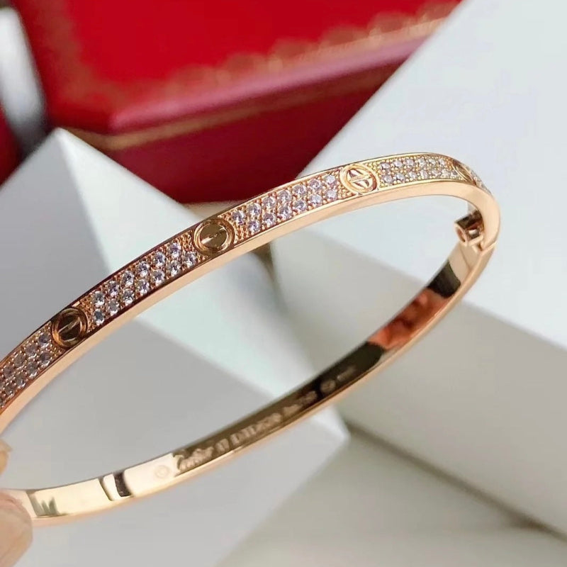 18K love bracelet 2 rows diamonds small model