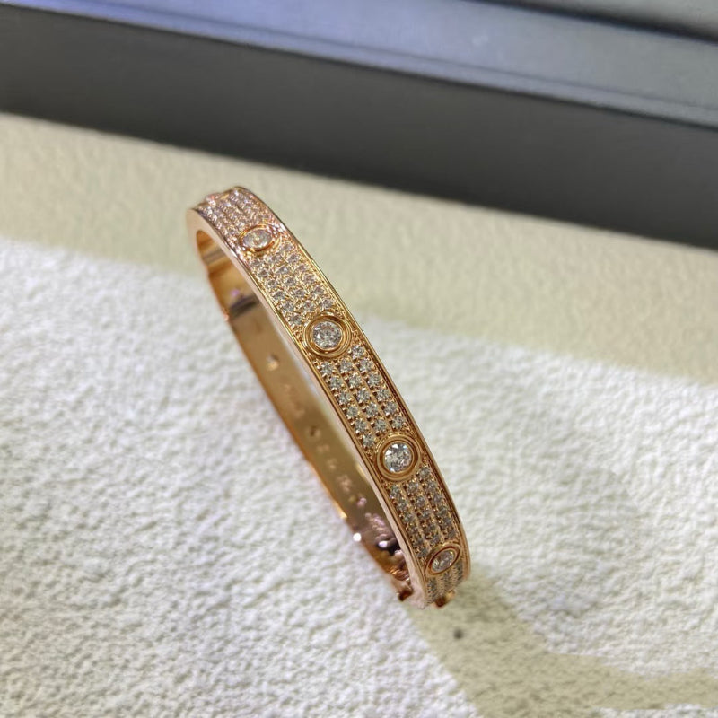 18K love bracelet classic model 3 rows diamond