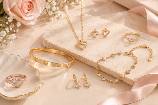 Love-inspired jewelry including bracelets rings and earrings