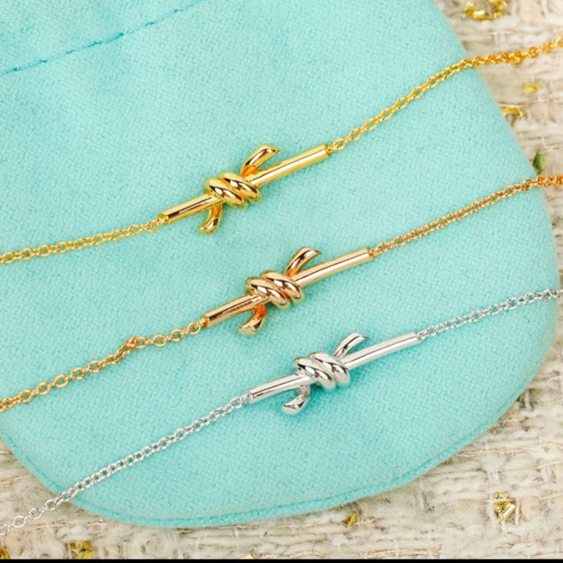 knot style chain bracelet 18K gold plated adjustable