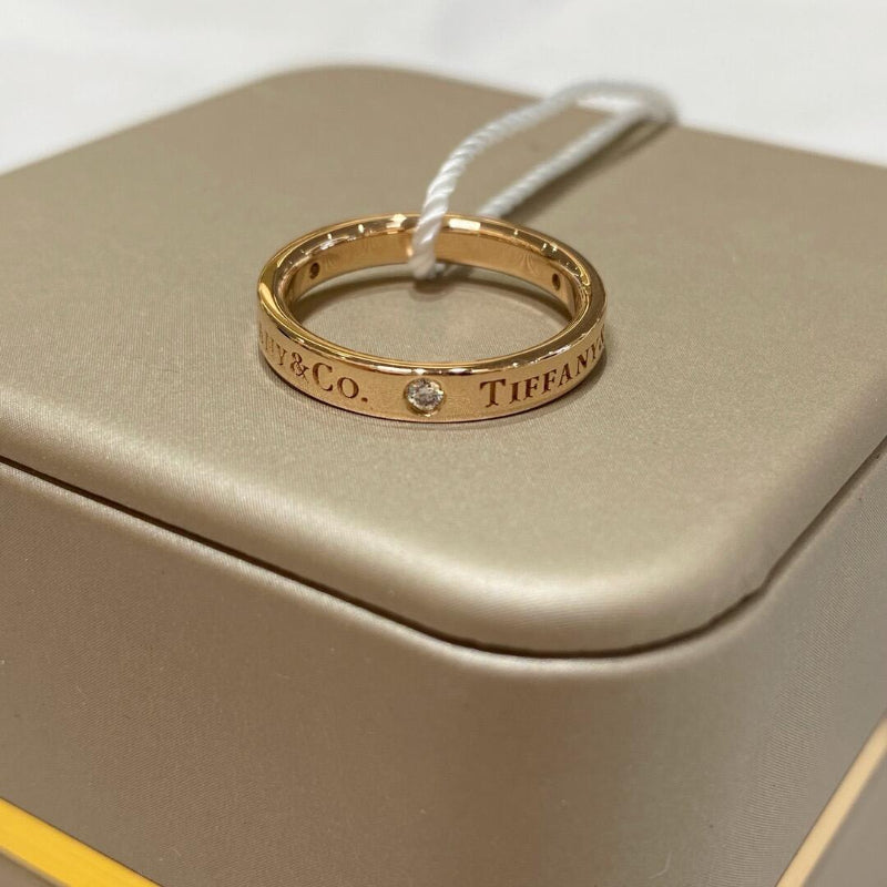 T&CO style 3mm band ring 18K rose gold plated crystal pave