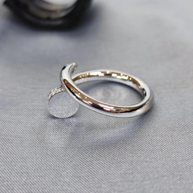 white gold nail ring small model with diamonds