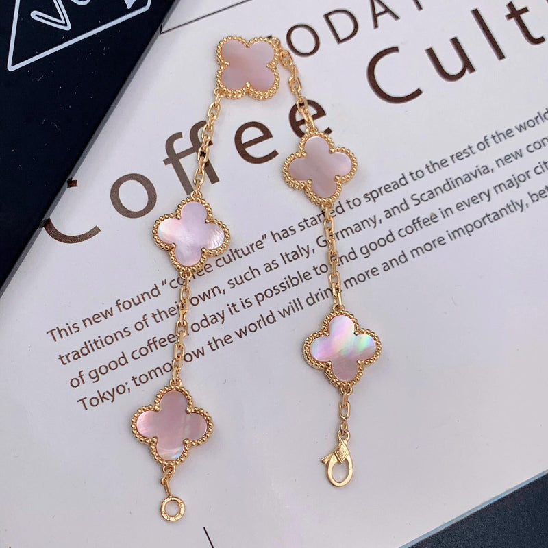 Classic Clover bracelet 5 motifs Pink mother of pearl