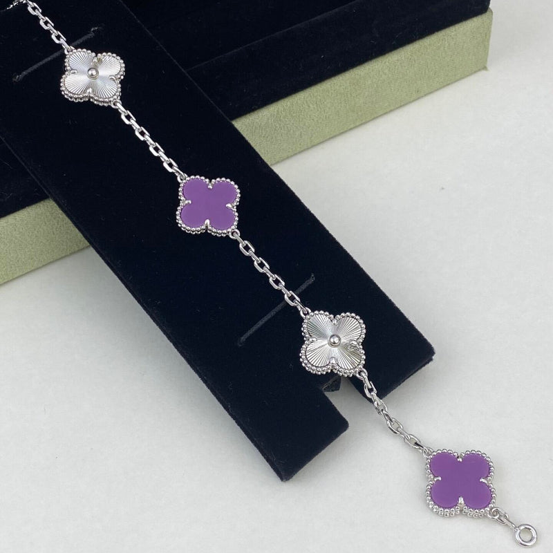 Classic clover bracelet 5 motifs natural amethyst quartz