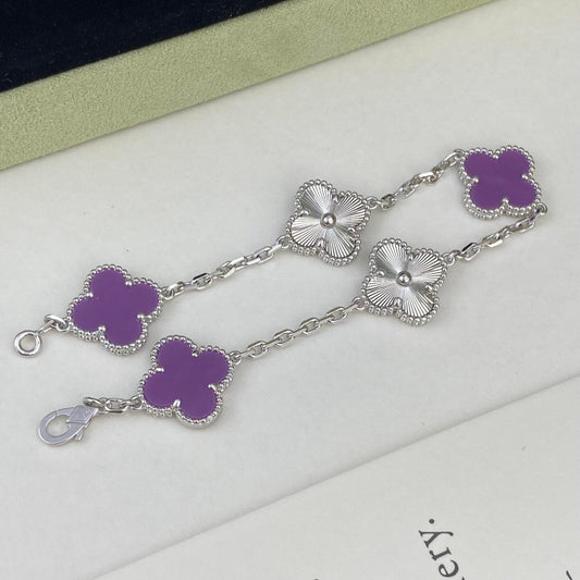 Classic clover bracelet 5 motifs natural amethyst quartz