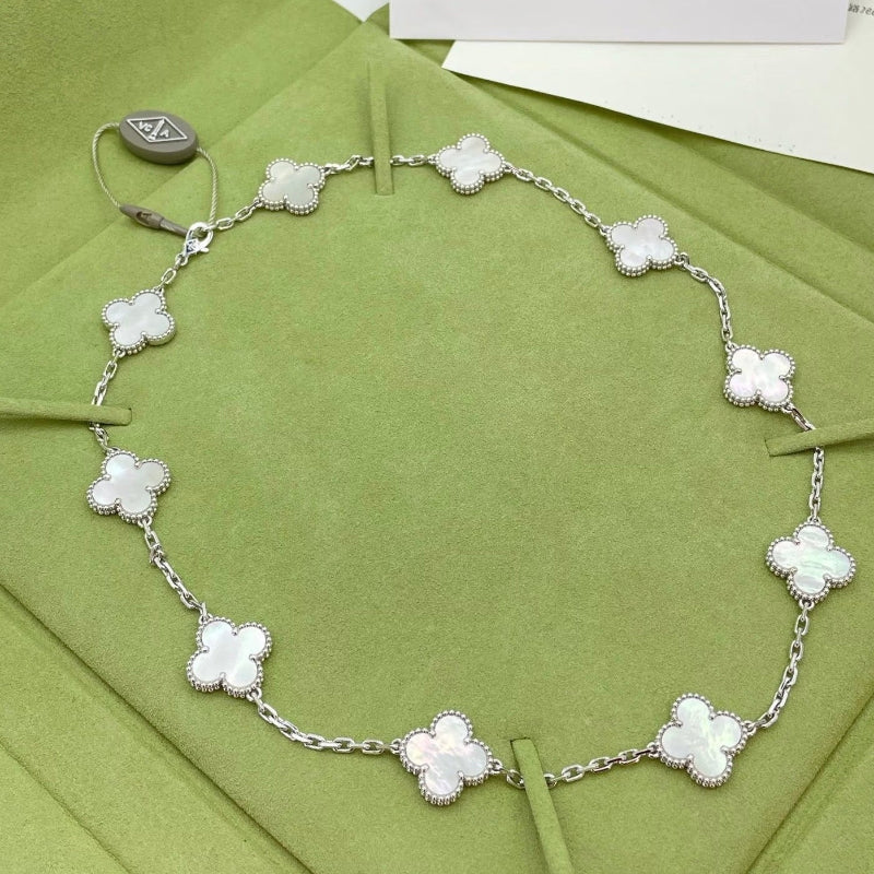 Classic clover necklace 10 motifs white gold mother of pearl