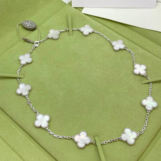 Classic clover necklace 10 motifs white gold mother of pearl