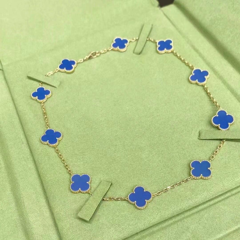 Classic clover necklace 10 motifs yellow gold Agate