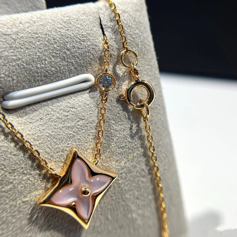Color Blossom star pendant pink gold pink mother of pearl