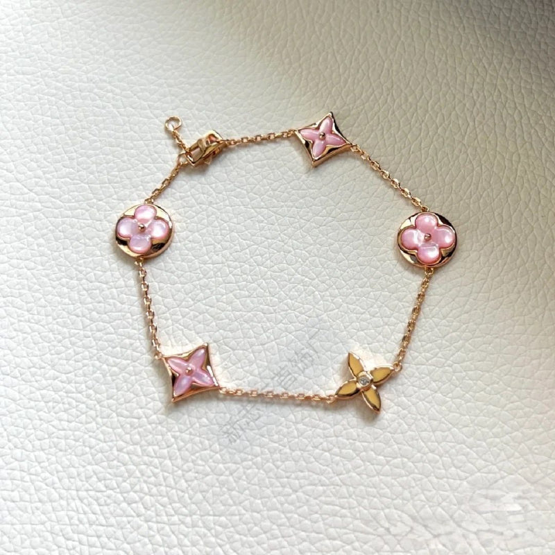 Color blossom bracelet 18K rose gold white mother-of-pearl bracelet