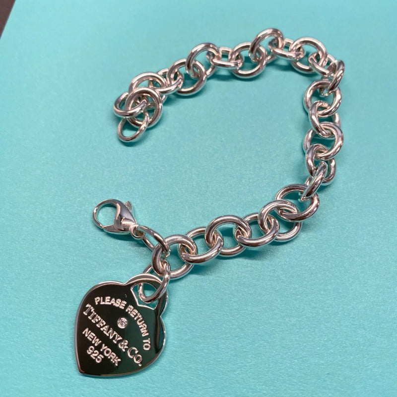 Heart Tag Charm Bracelet