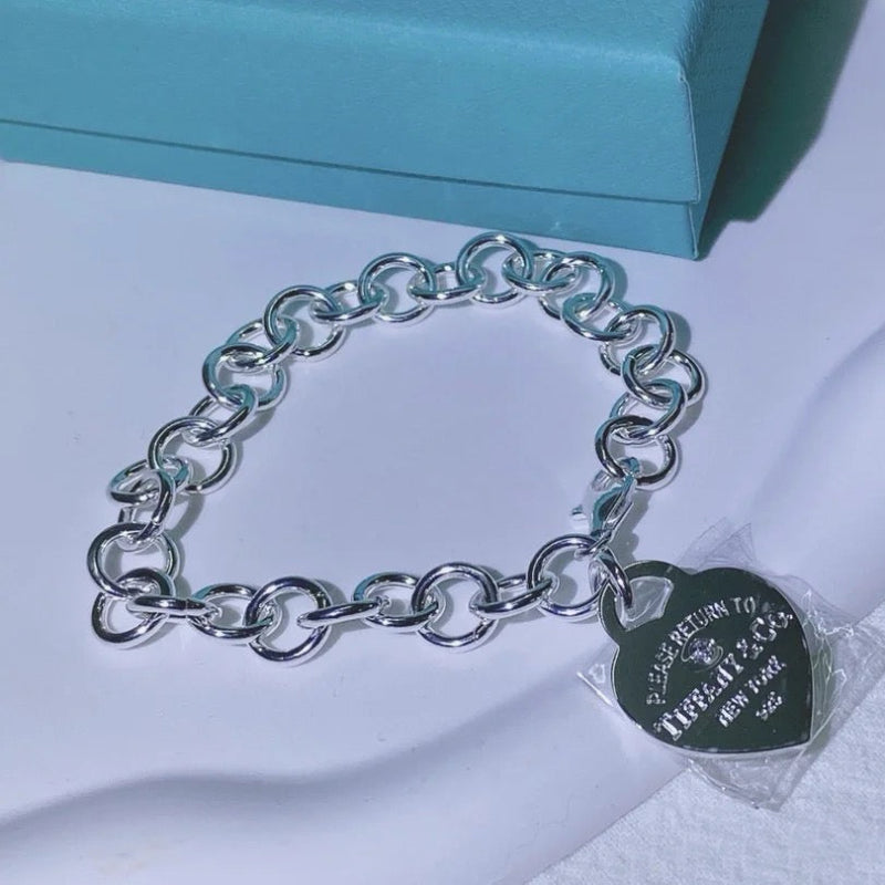 Heart Tag Charm Bracelet