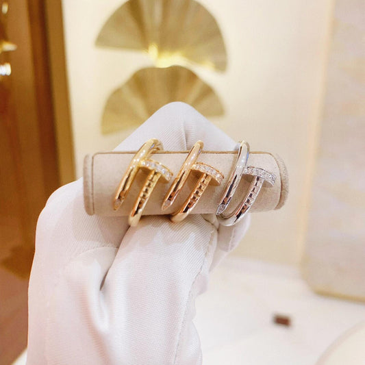 nail ring classic model 18K gold plated with diamonds