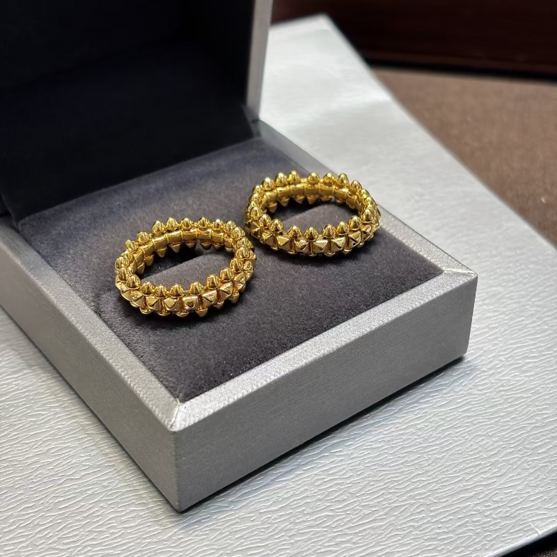 Clash style ring small and medium model 18K gold plated geometric design