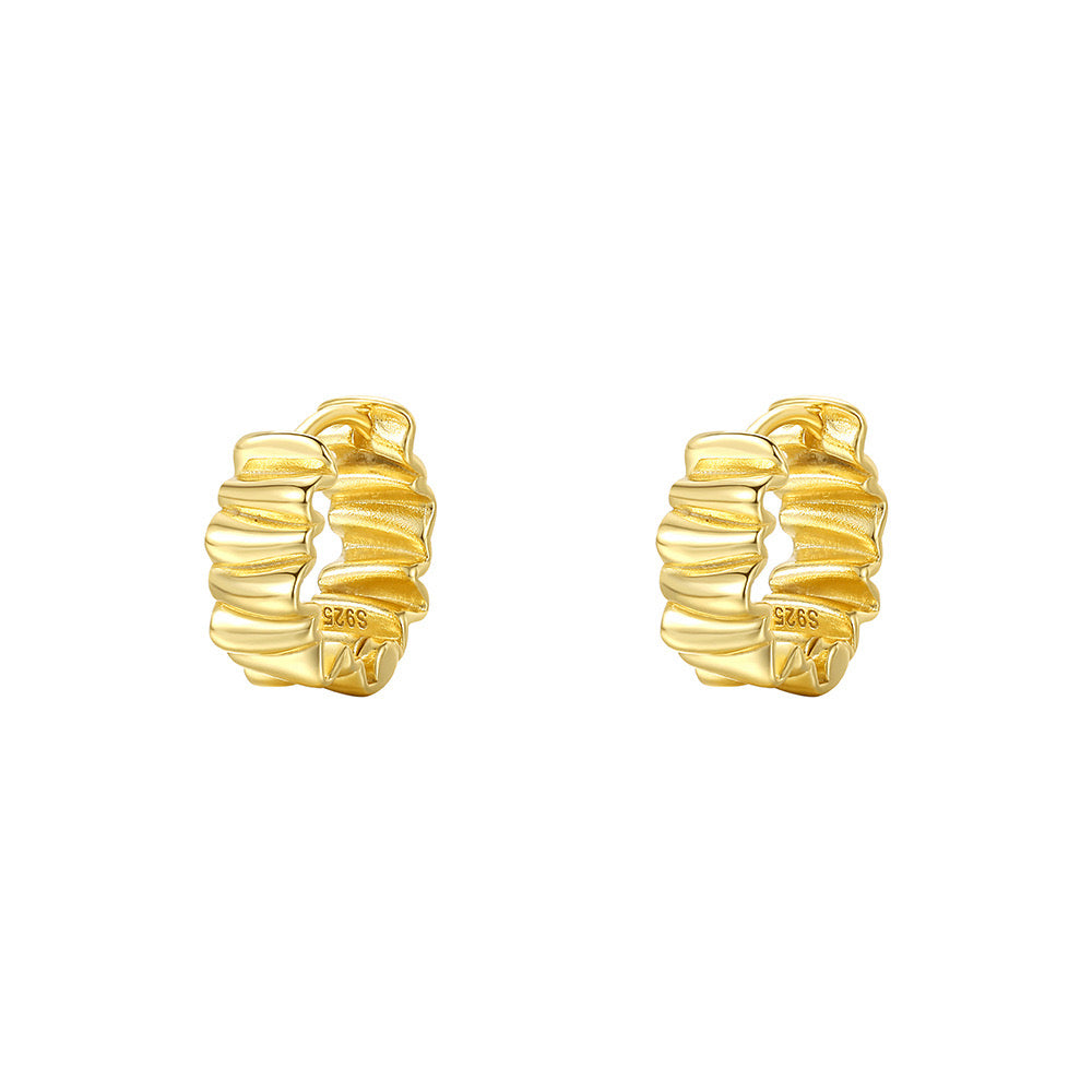 CrownJewel Sterling silver Wave pleated earrings