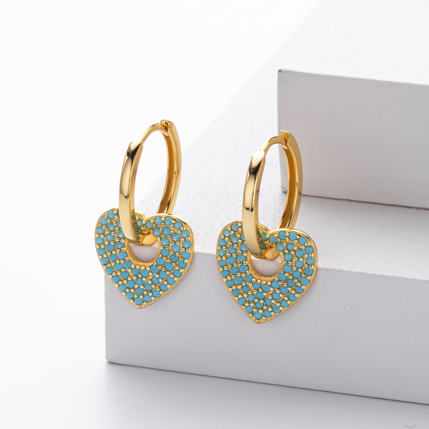 925 sterling silver zircon heart earrings