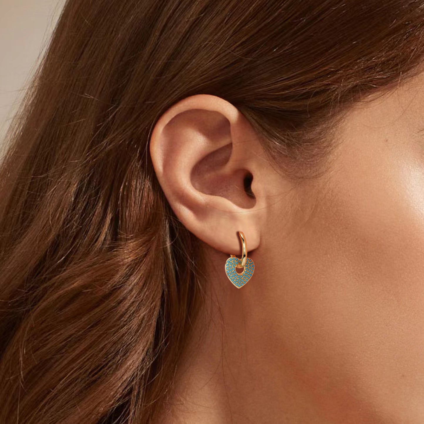 925 sterling silver zircon heart earrings